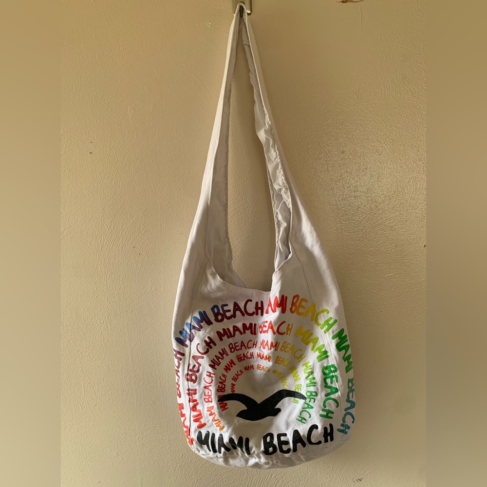Hollister White and Rainbow Miami Beach Crossbody Bag